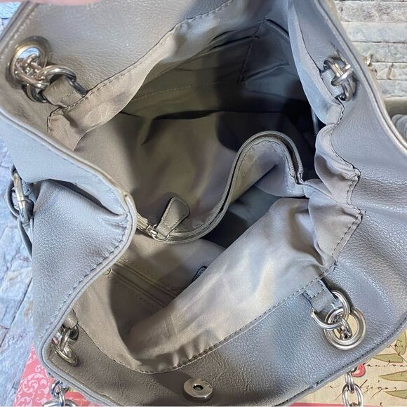 Nicole Miller Slouchy Shoulder Bag Casual Soft Sided Dual handle Silver Accents - Picture 12 of 16